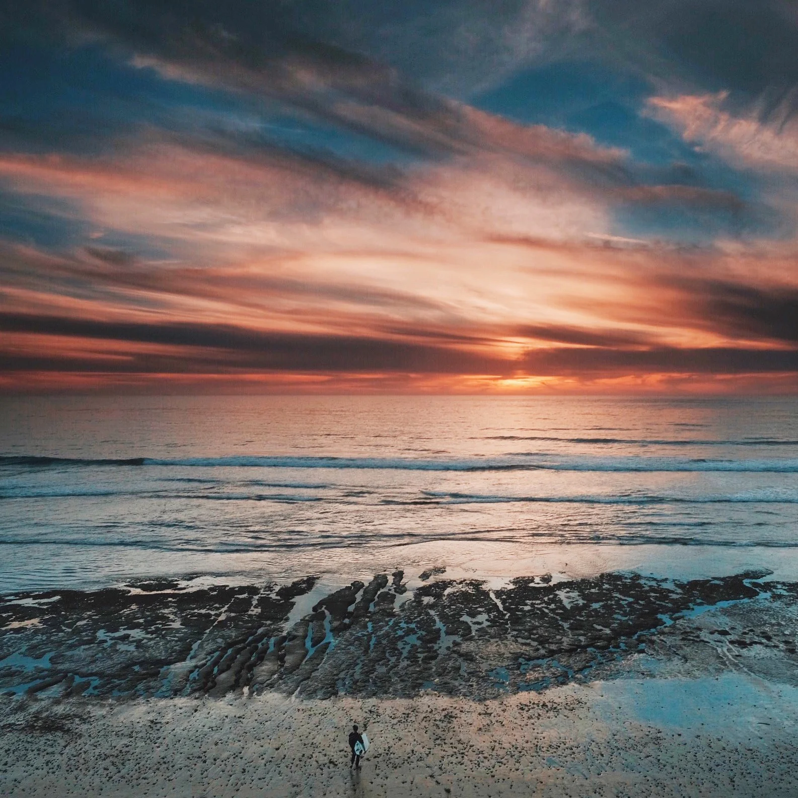 Sunset surfer, San Elijo State Beach. Shot w/ X-Pro 2 + 23mm f/1.4 lens + LEE Grad Filter (edited on my iPhone)