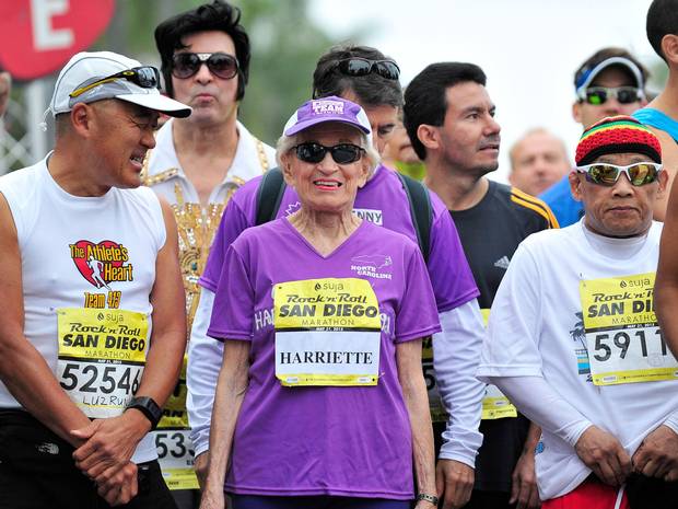 At 92 Harriette Thompson has become the oldest woman to complete a marathon (Getty) "I'm fine," Thompson said. "They're really pampering me here."