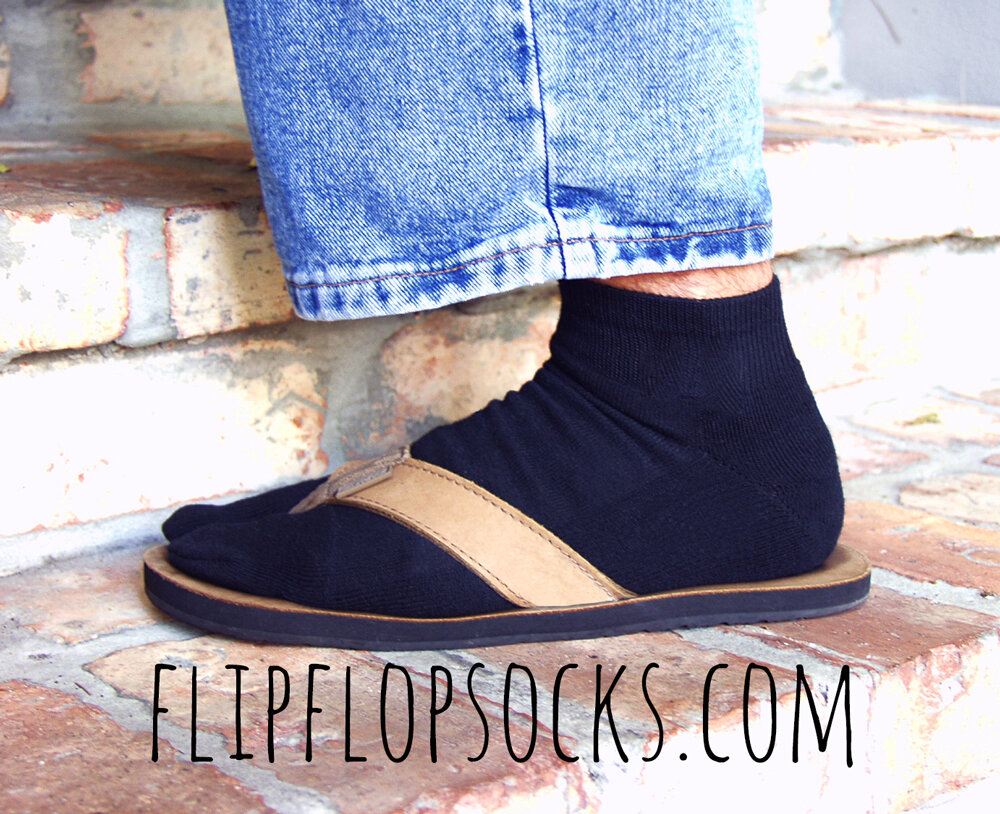 toe socks and flip flops