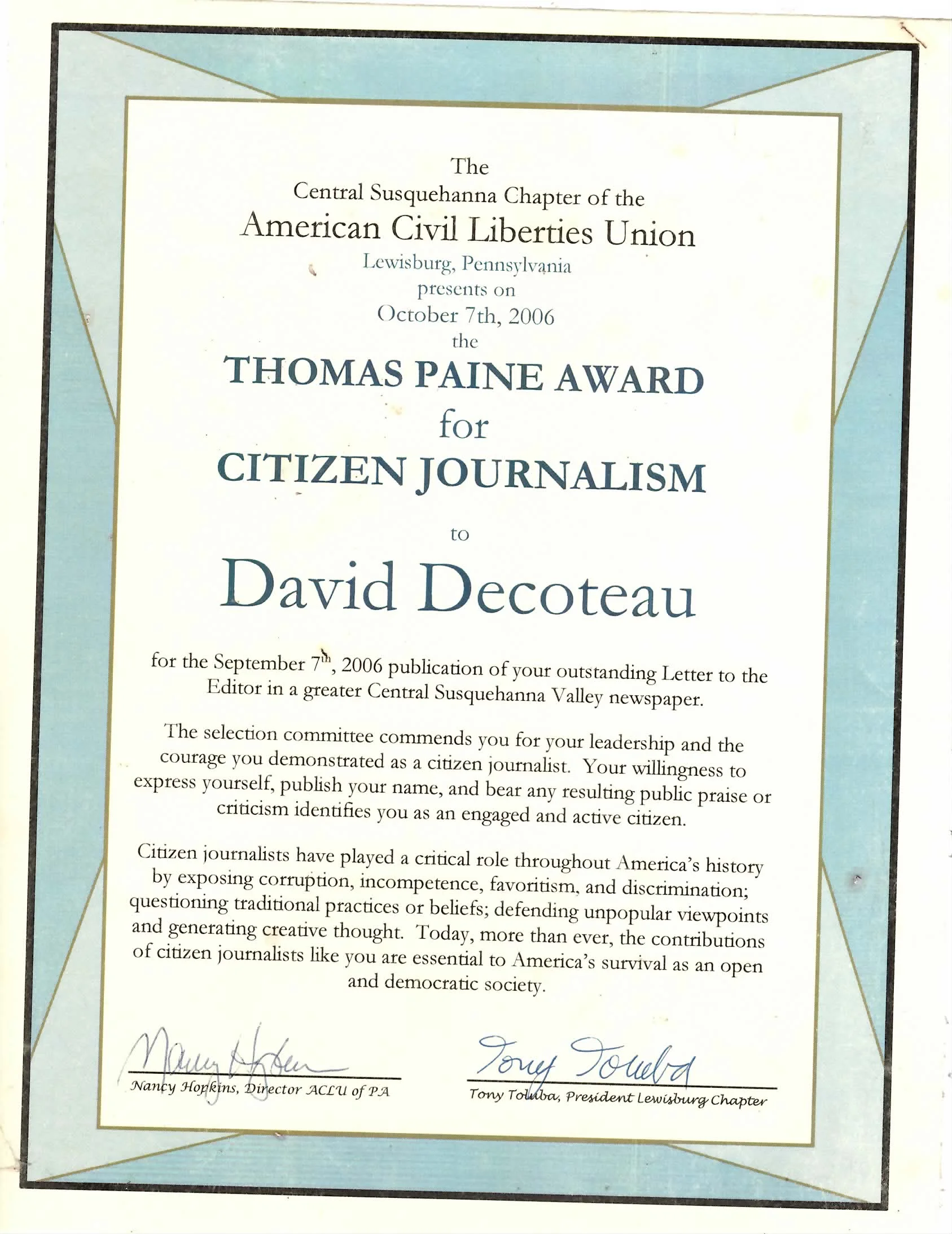 Thomas Paine Award.JPG