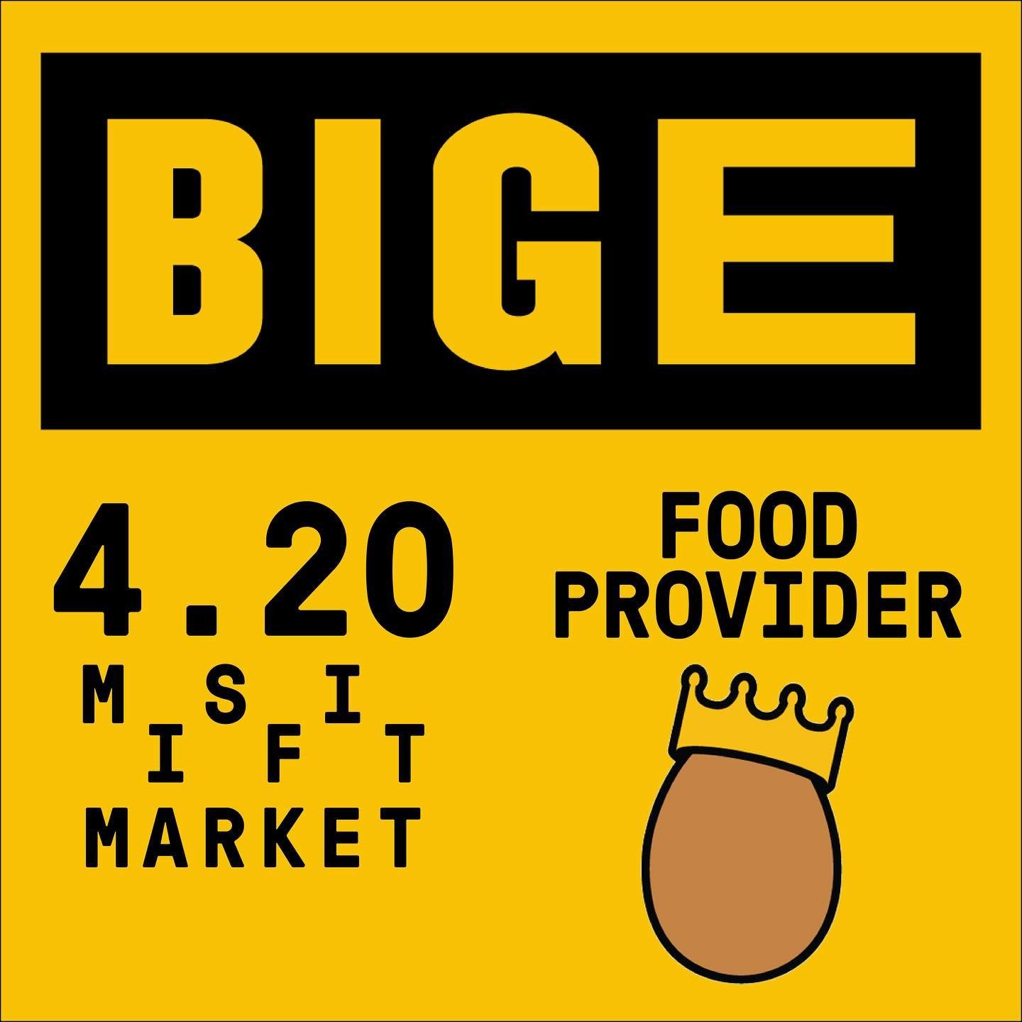 Big nEws! 
@eatbige is the food provider for our 4/20 market 🥚 

Big E is the hustle. Working late while you&rsquo;re in bed and awake before you making breakfast. We are good founded fomo, fueling your extra grind with an egg on it. Inspired by mus