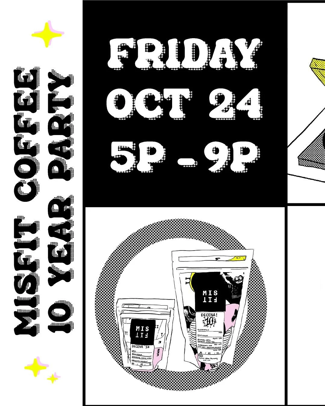 YOU ARE INVITED! Come celebrate 10 years of @misfitcoffee with us on Friday, Oct 24th ✨

WHERE: GARAGE - 207 humboldt ave N Minneapolis MN

WHAT: live music w/ @djnecromancer @shrimpolympics &bull; art + vintage misfit market &bull; flash tattoos w/ 