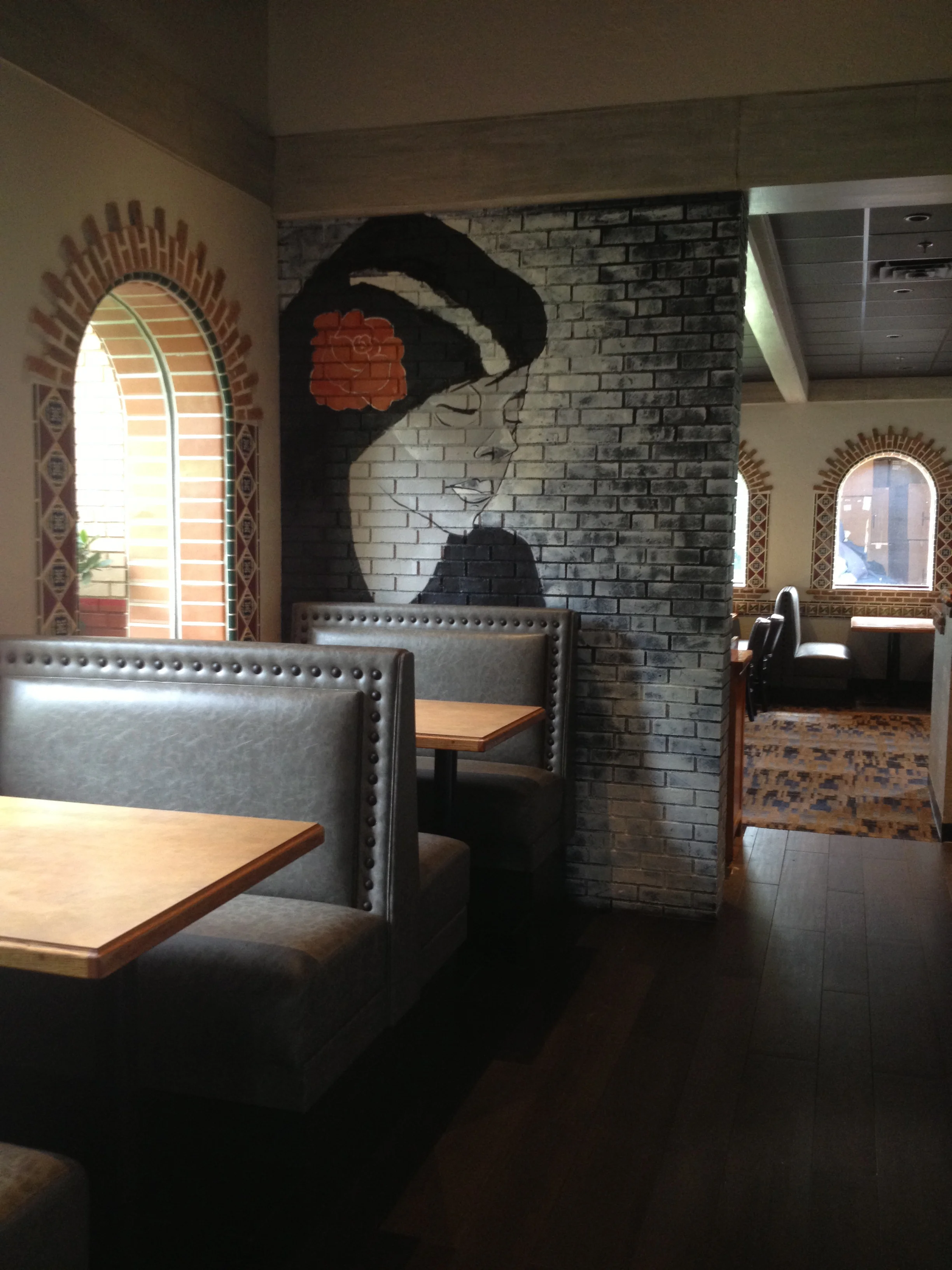 Puerto Vallarta Restaurant in Avon. Mural, faux walls, faux driftwood columns and beams (as per designer).
