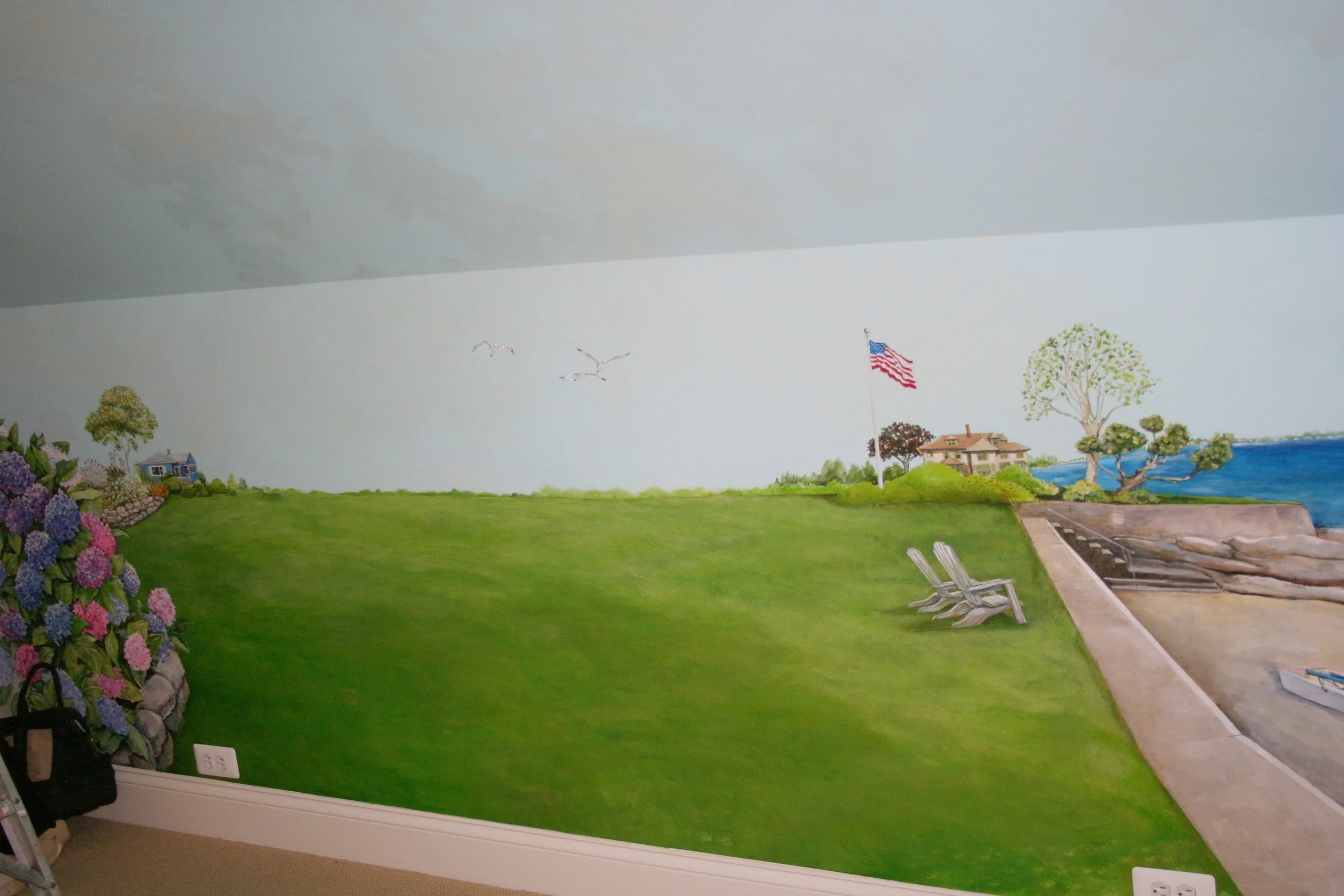 small playroom with memories of beach house.