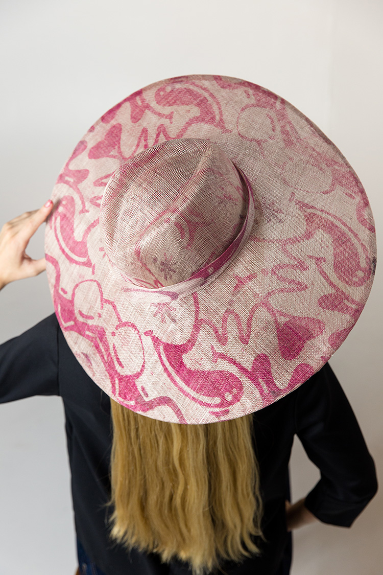 Mono-printed Graffiti Hat chosen for the London Hat Week Competition (collaboration with Kansas City print artist Katrina Revenaugh).
