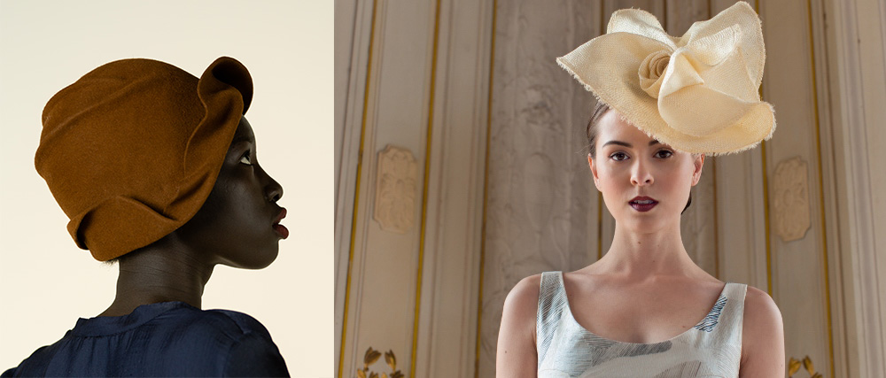 Left: Free Form Fur Felt Cloche | Right: Free Form Parasisal Straw 
