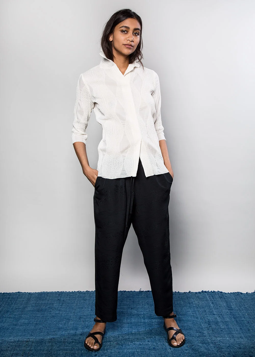 Ripple Blouse • Drawstring Pant