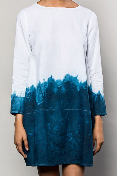Our Lantern Dress in Dip-Dyed Indigo makes for original summer style and is so easy and comfortable. $995