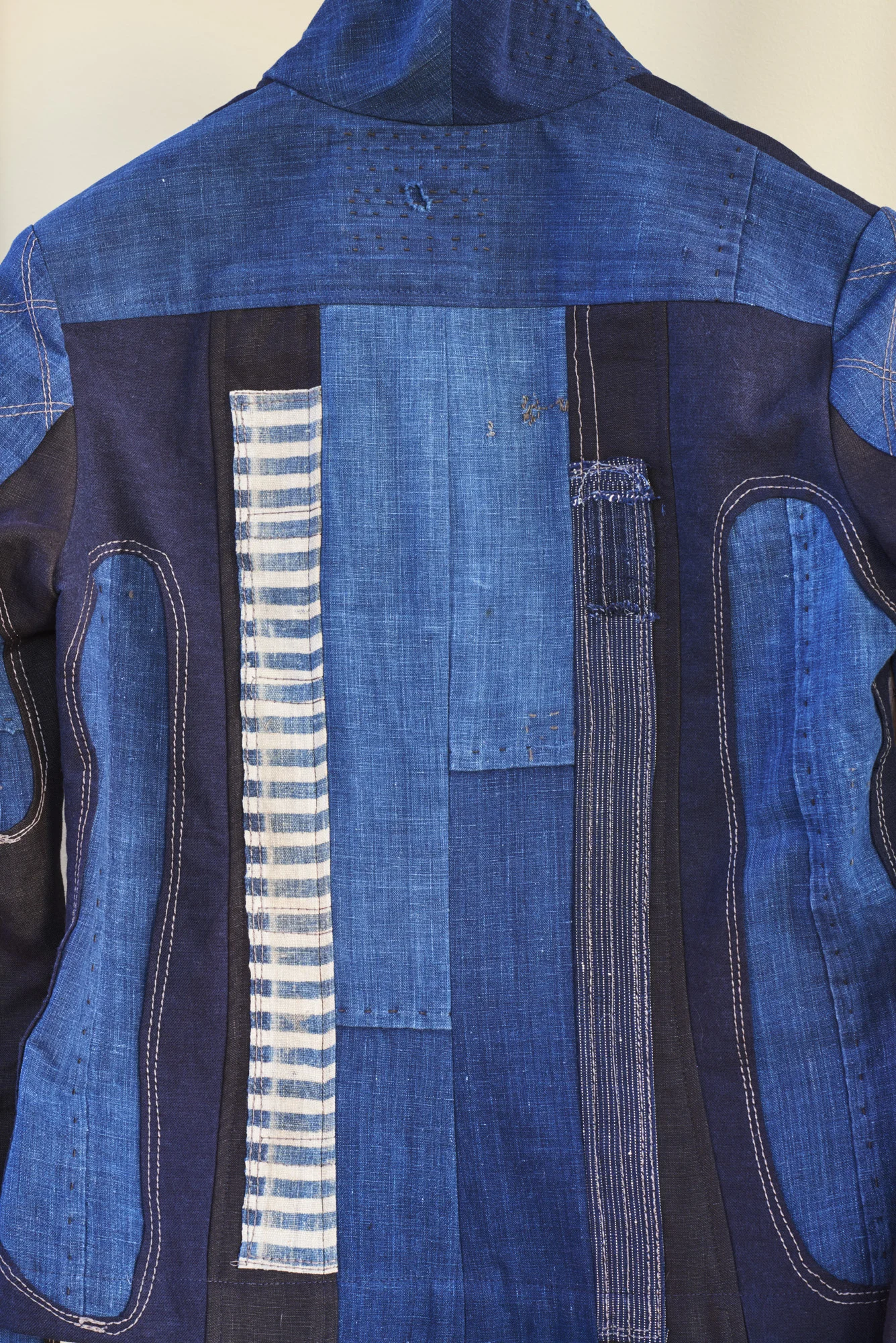 Detail of a Patchworked Indigo Jacket