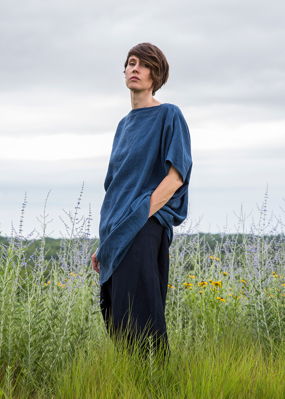 Wedge Dress in Blue Italian Linen