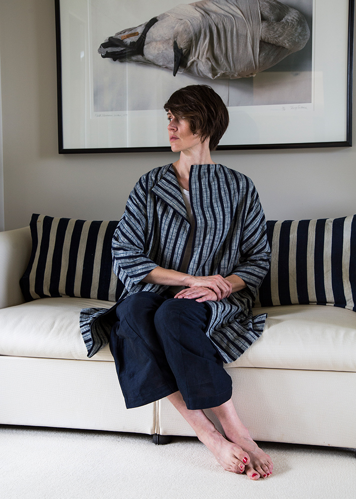 Fall Jacket in Striped Indigo Cotton (SOLD)