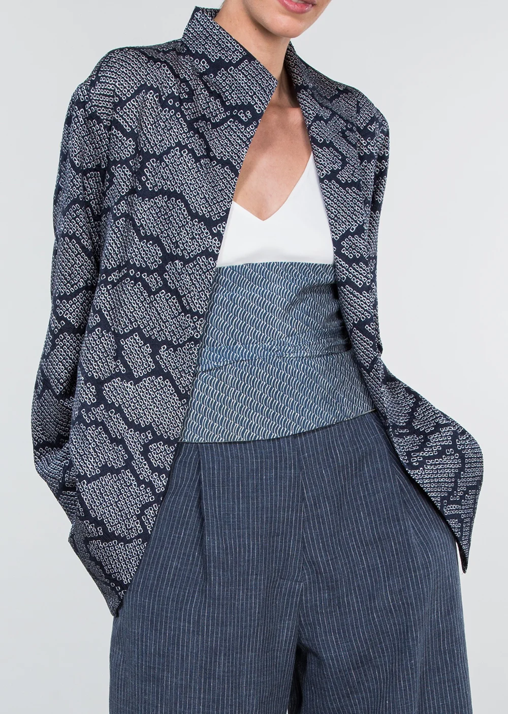 Obi Belt in Reversible Vintage Japanese Blue and White Summer Silks