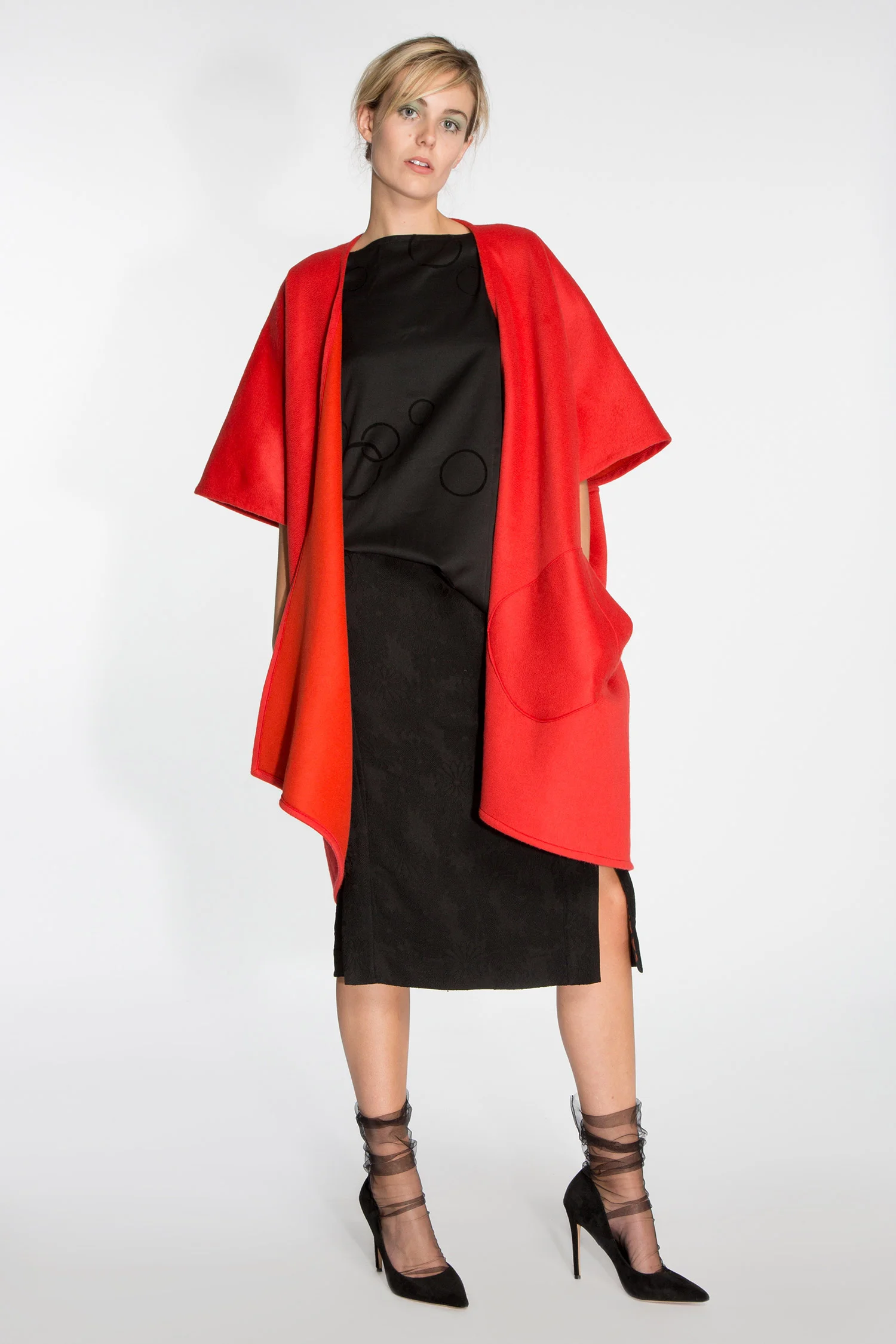 Wrap Vest in Persimmon Cashmere Coating