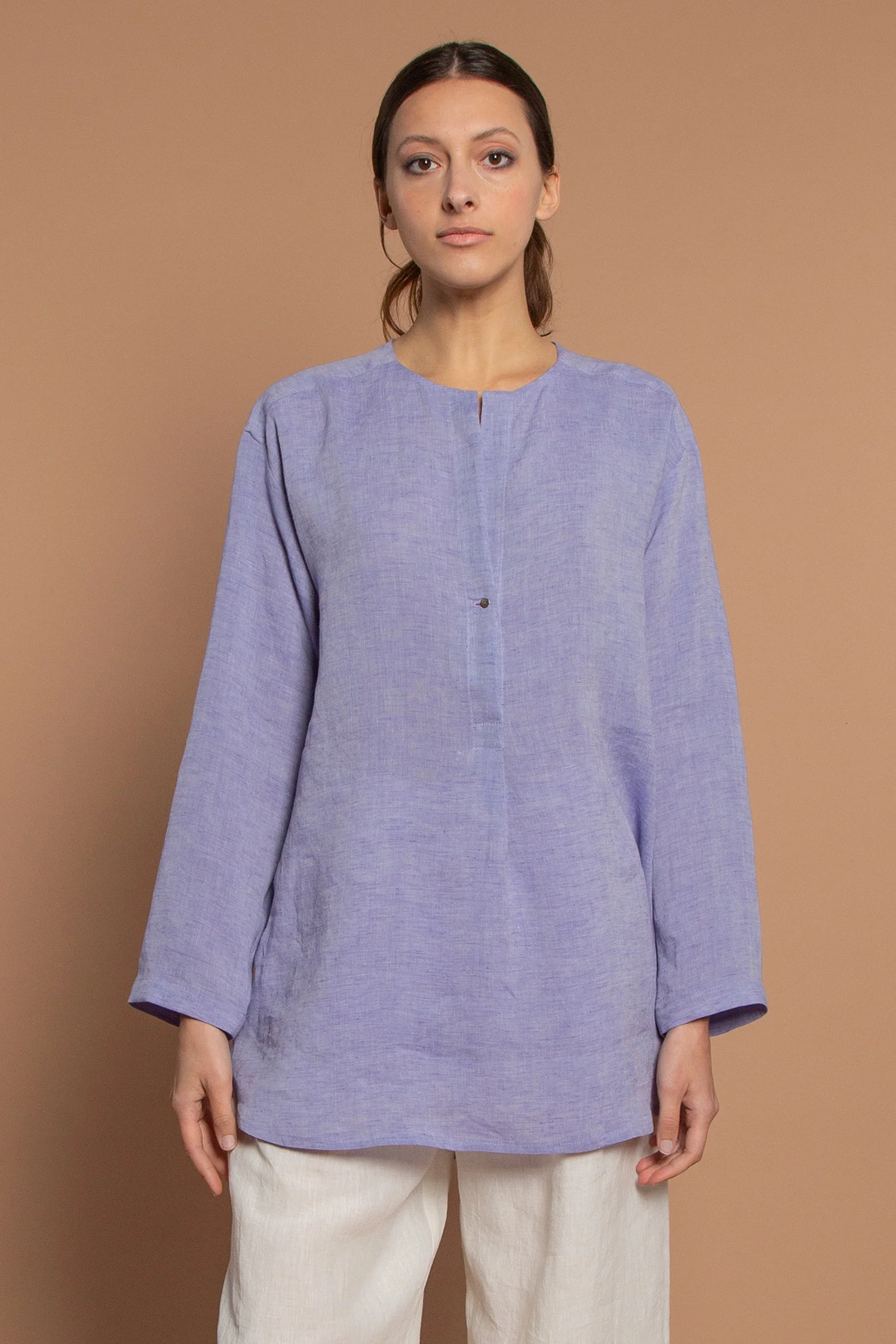 Hampton Shirt in Lavender Linen