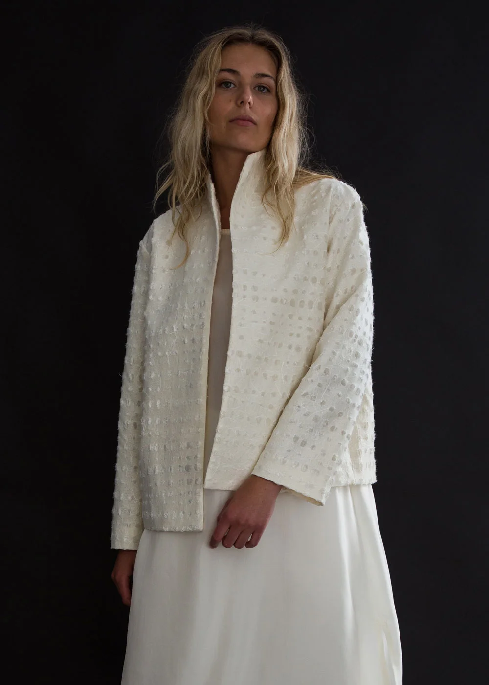 Cropped Necco Jacket in Nuno Contemporary Japanese Paper and Polyester Velvet