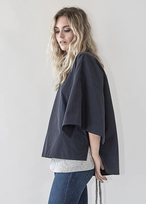 Kimono Tee in Navy Italian Cotton