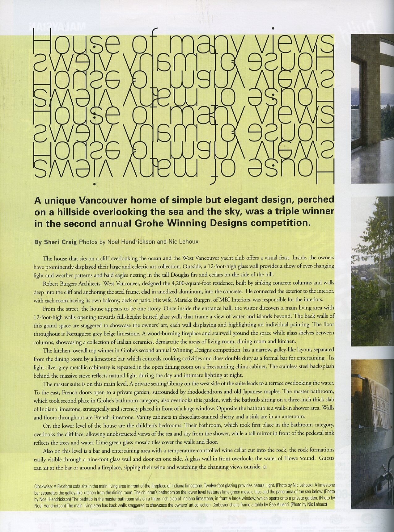 WESTERN LIVING 2001 - OCEAN PLACE HOUSE 'HOUSE OF MANY VIEWS'