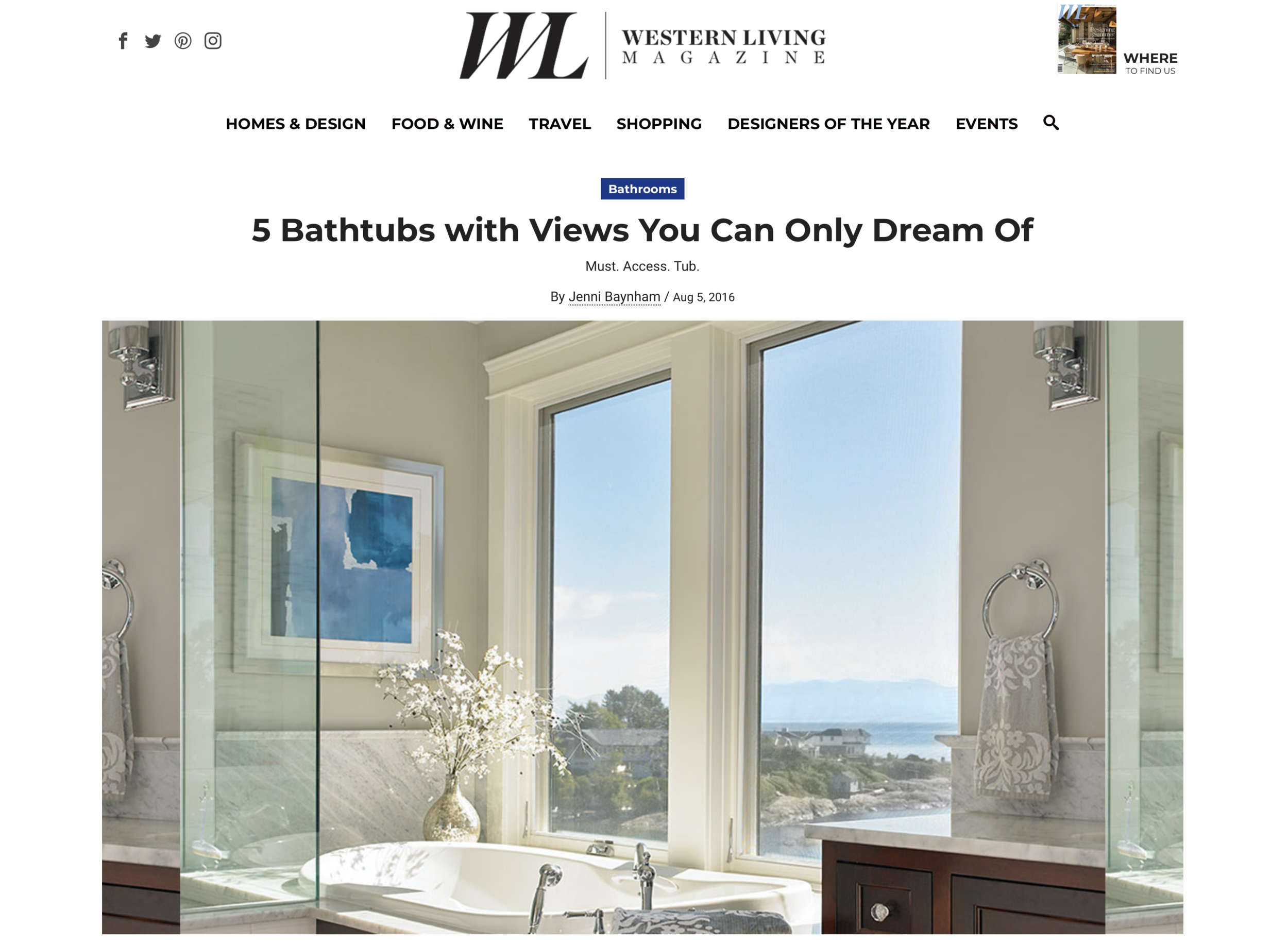 WESTERN LIVING 2016 - 5 BATHTUBS WITH VIEWS YOU CAN ONLY DREAM OF