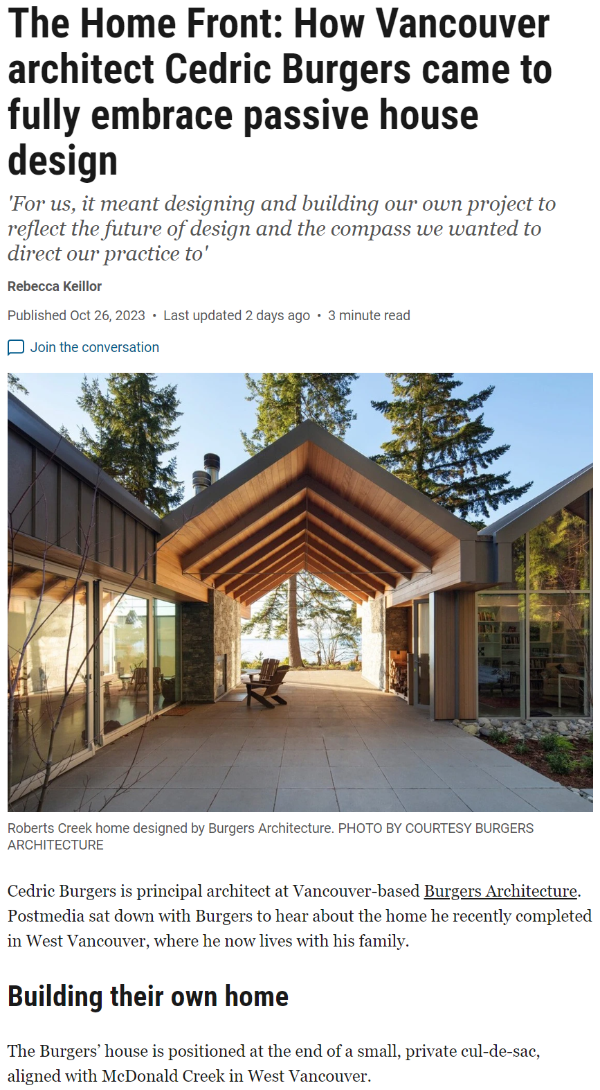 VANCOUVER SUN 2023 - PASSIVE HOUSE DESIGN