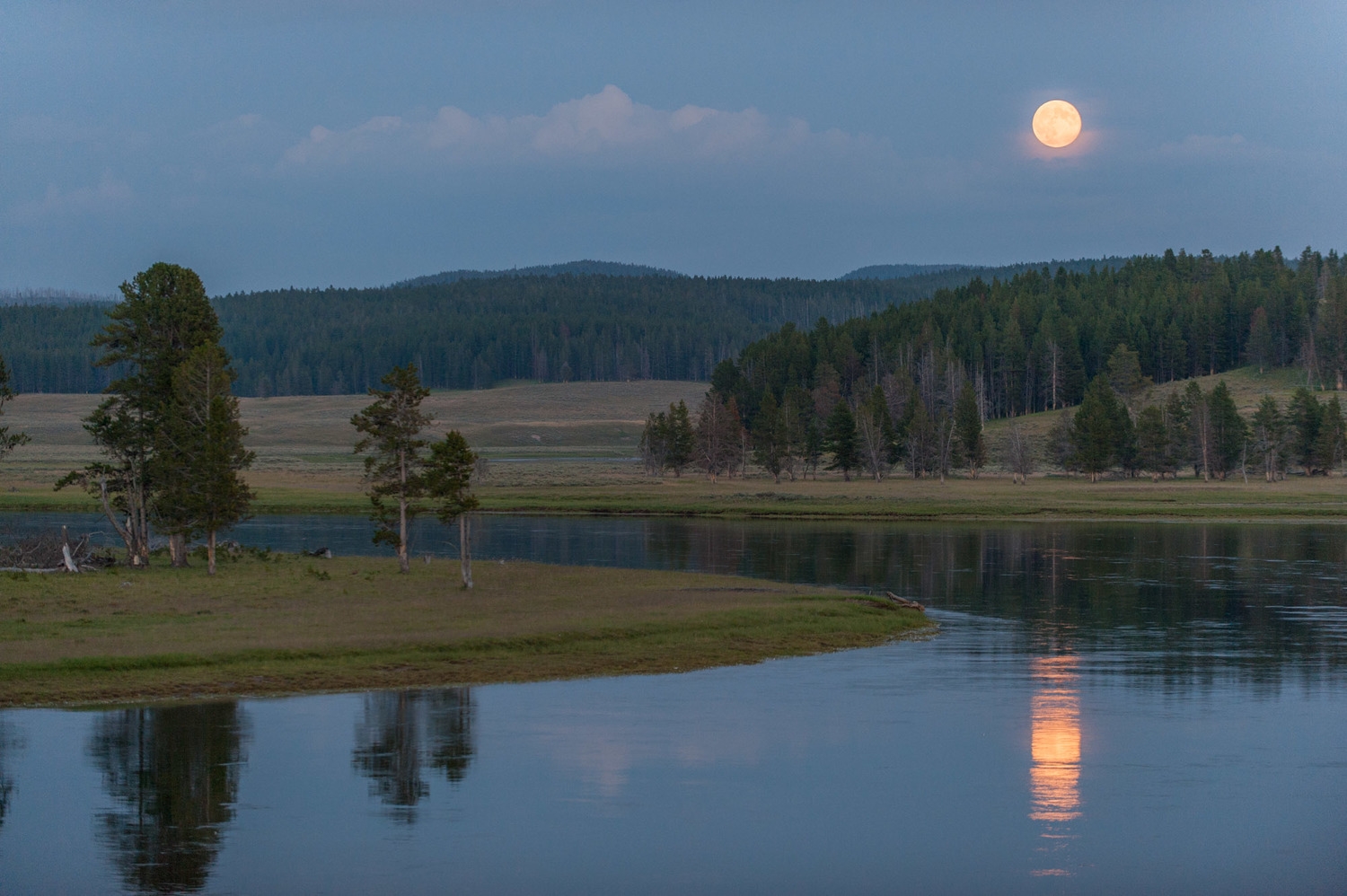 Moonrise over the Yellowstone River