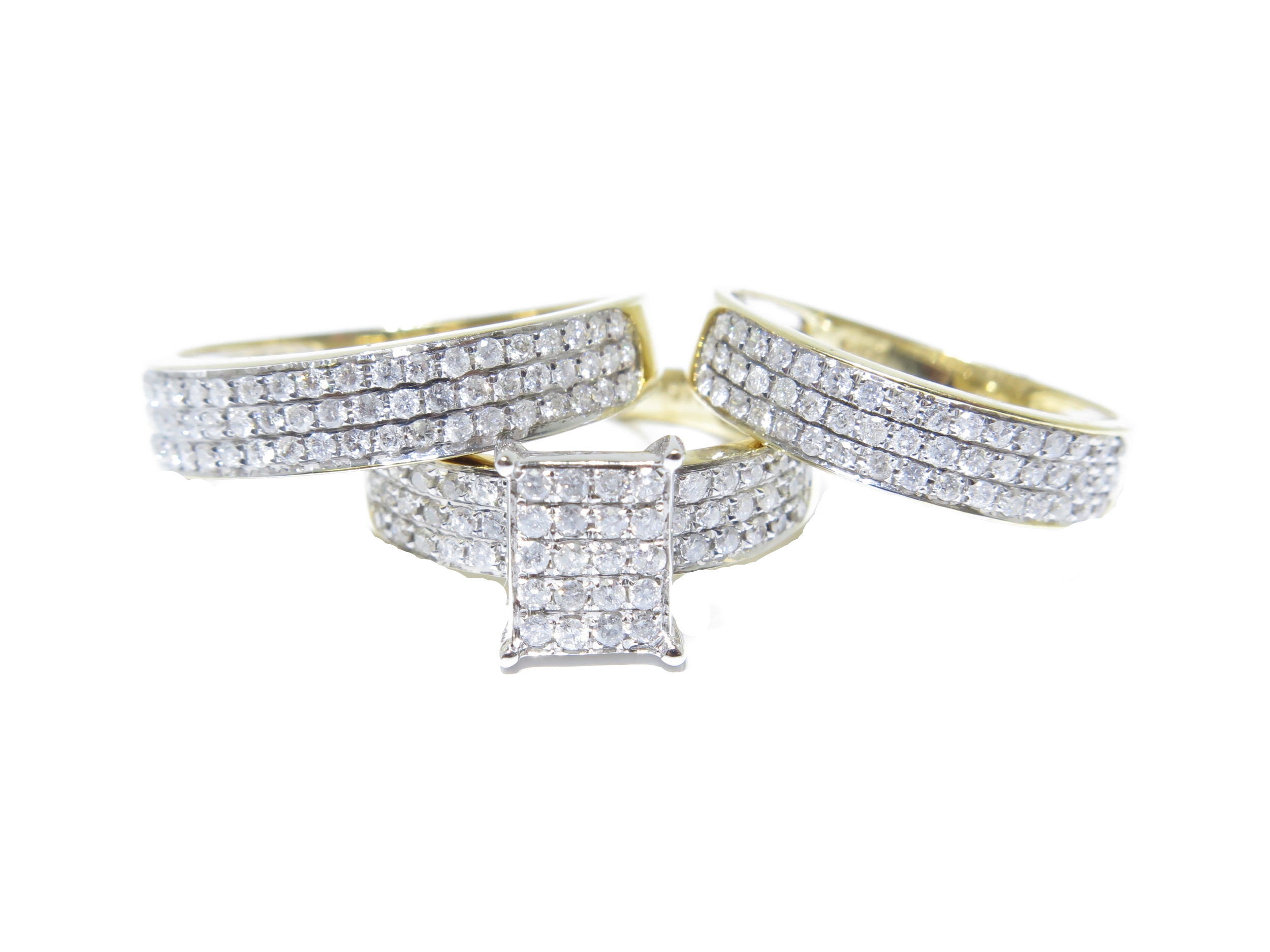 14k Yellow Gold Prong Setting Diamond Wedding Set Rings 1.22ct