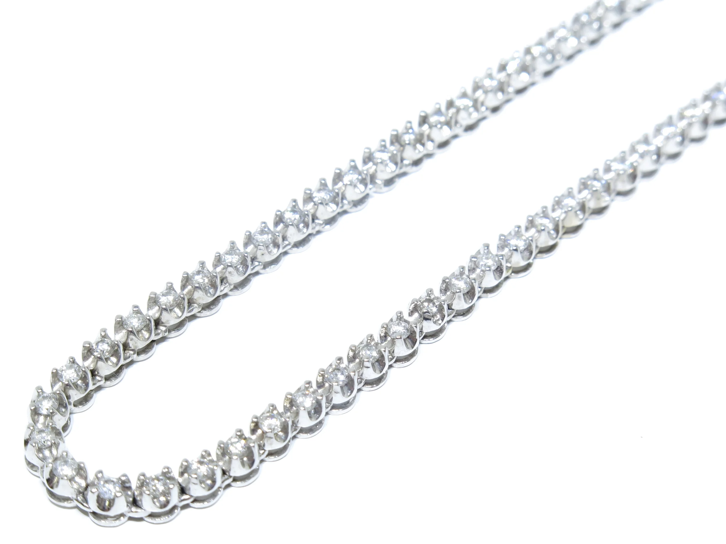 10k White Gold Fully White Diamond 5.80ct Tennis Link Chain