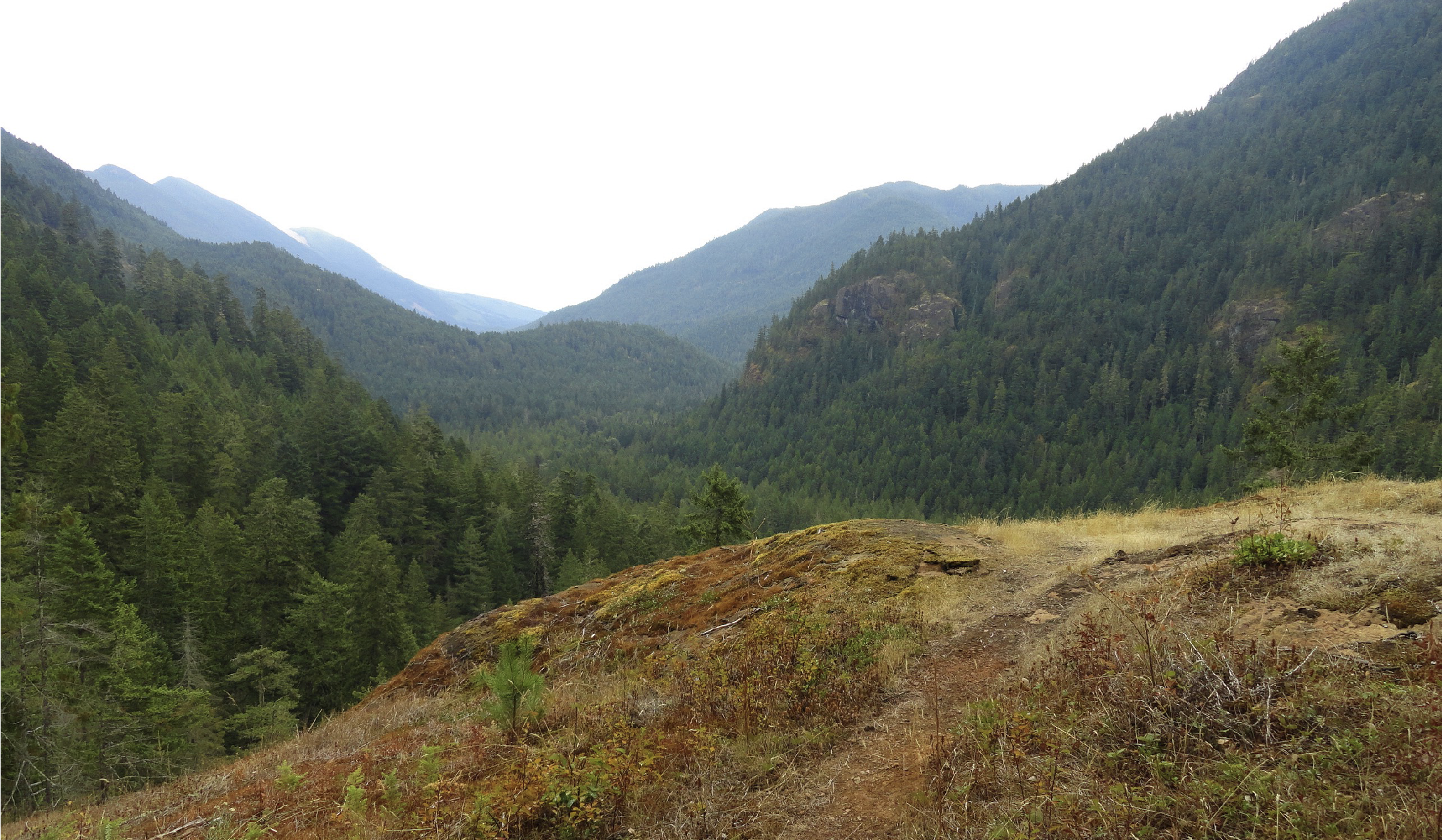 At a little over 3 miles come to a ledge with a spectacular view east down the river valley.