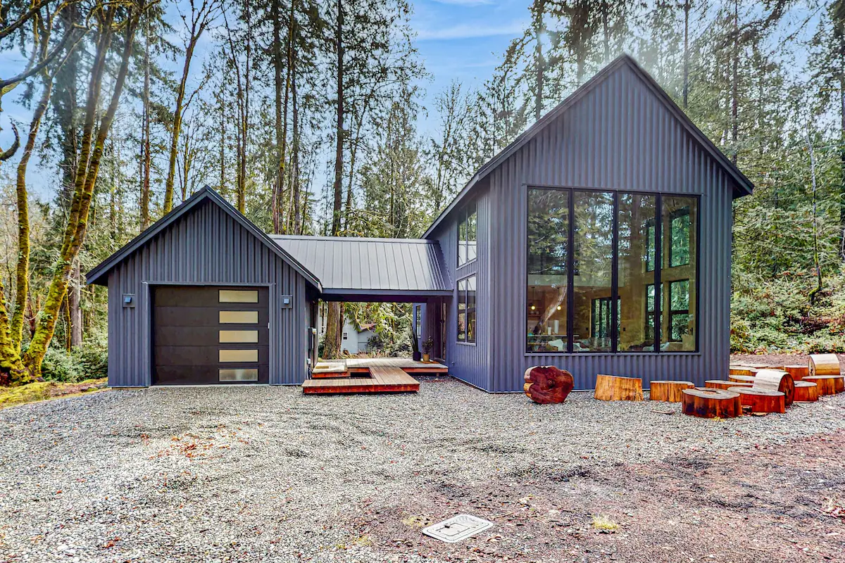Nordic-style home in the forest with private beach access