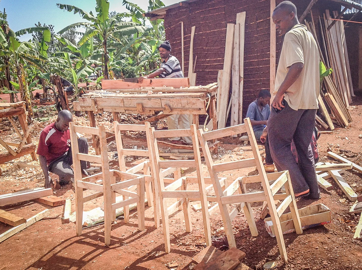 Constructing some of the chairs for the Multipurpose building