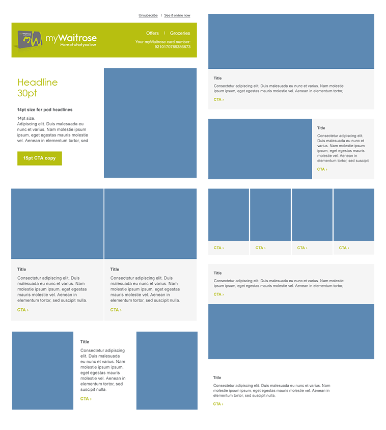 Various MyWaitrose pod designs