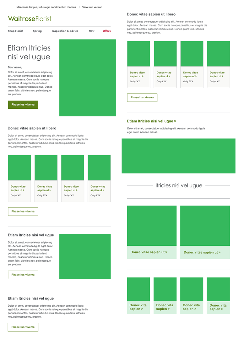 Various Waitrose Direct (Florist) pods