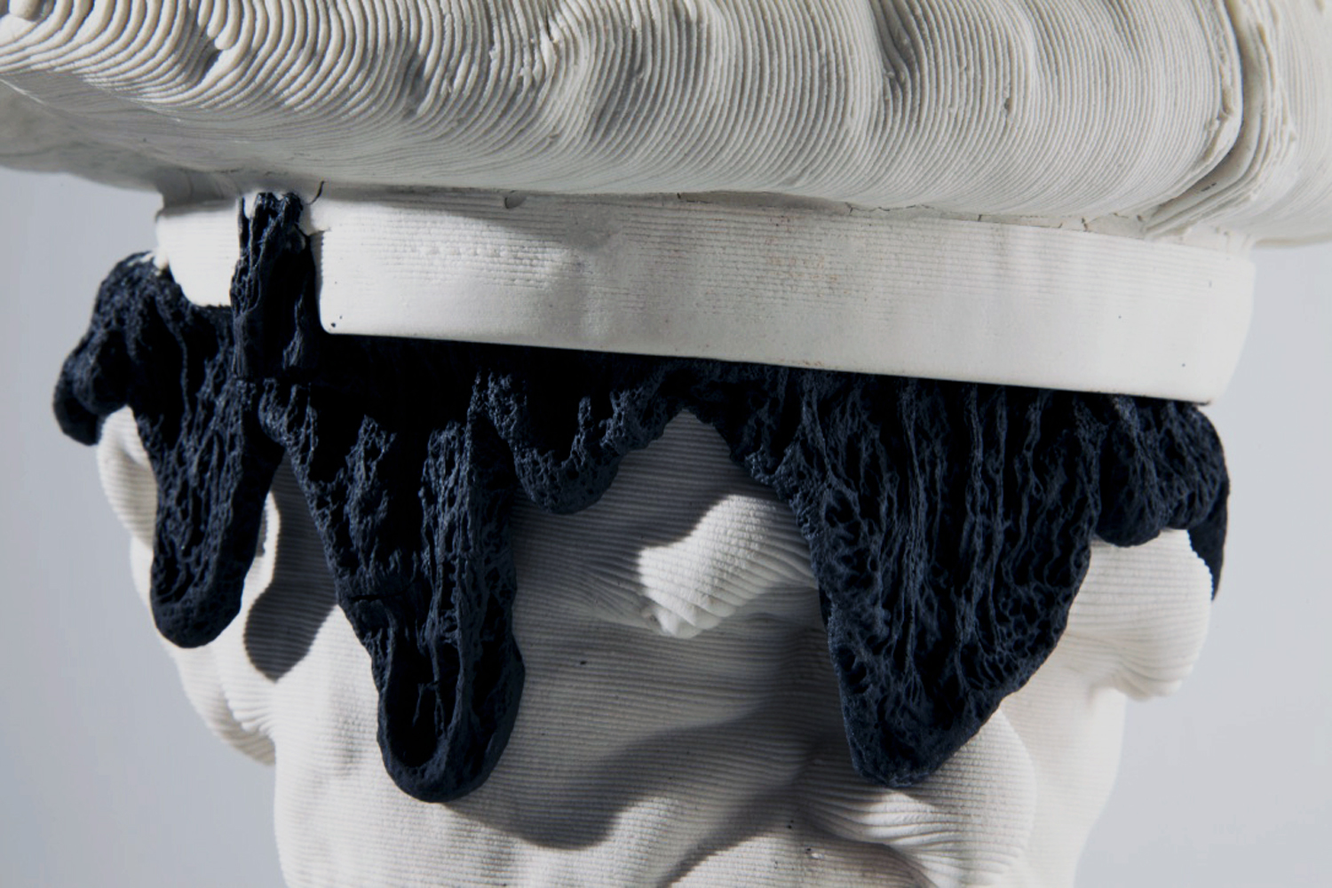  Empirical Pop  Detail  2019  3d printed porcelain and nylon, steel  19.5in. h x 10in. w x 10in. d 