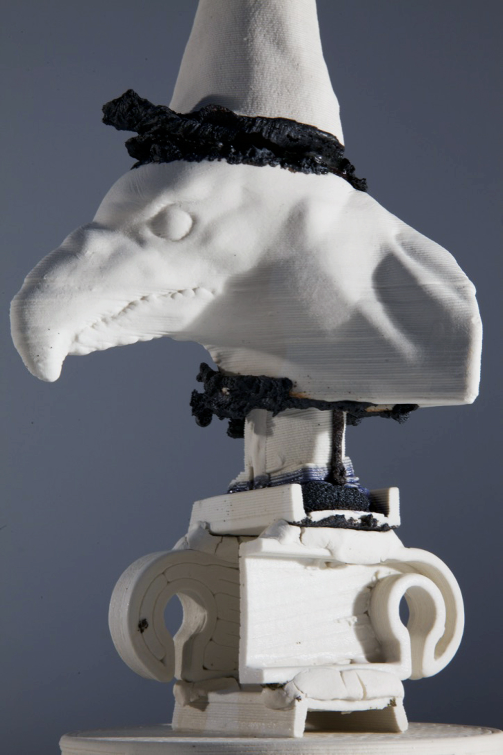  Franklin’s Bird Detail 2019  3d printed porcelain, steel  16.5in. h x 11in. w x 11in. d 