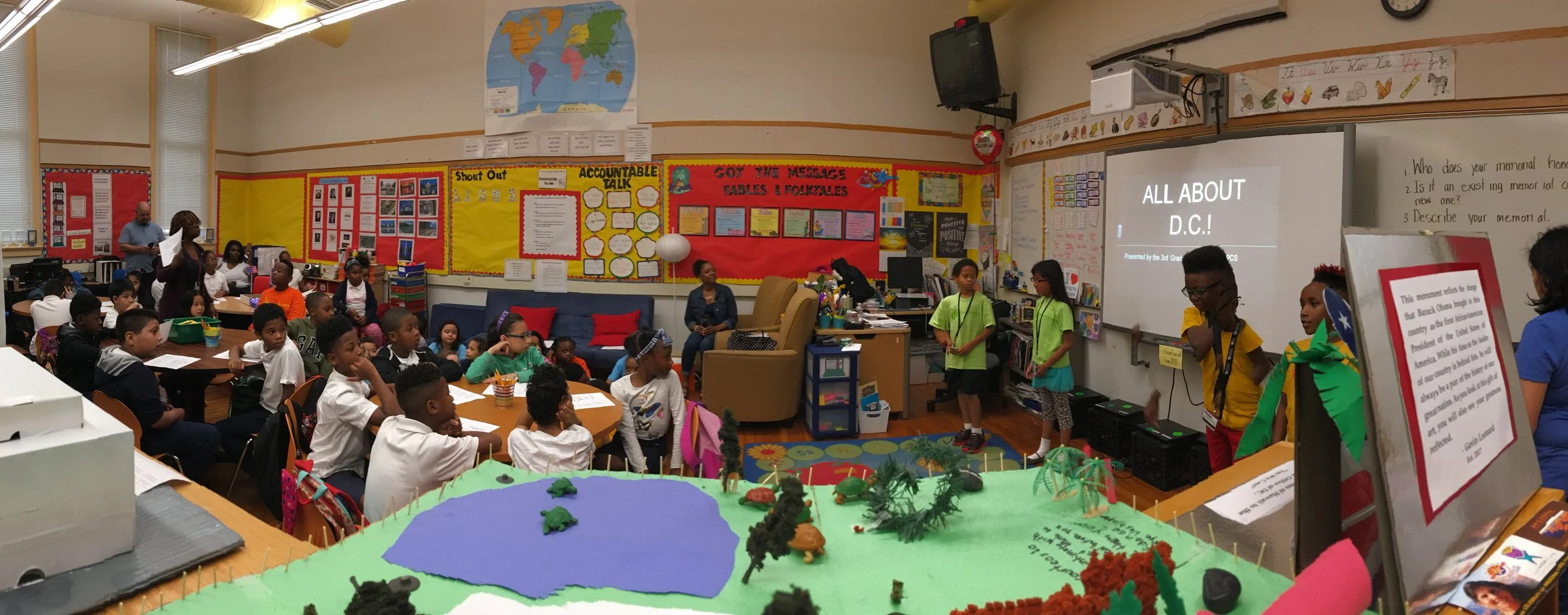 Two Rivers' students share their "All About DC" expedition in Yolanda Johnson’s third grade class at Cleveland Elementary School.