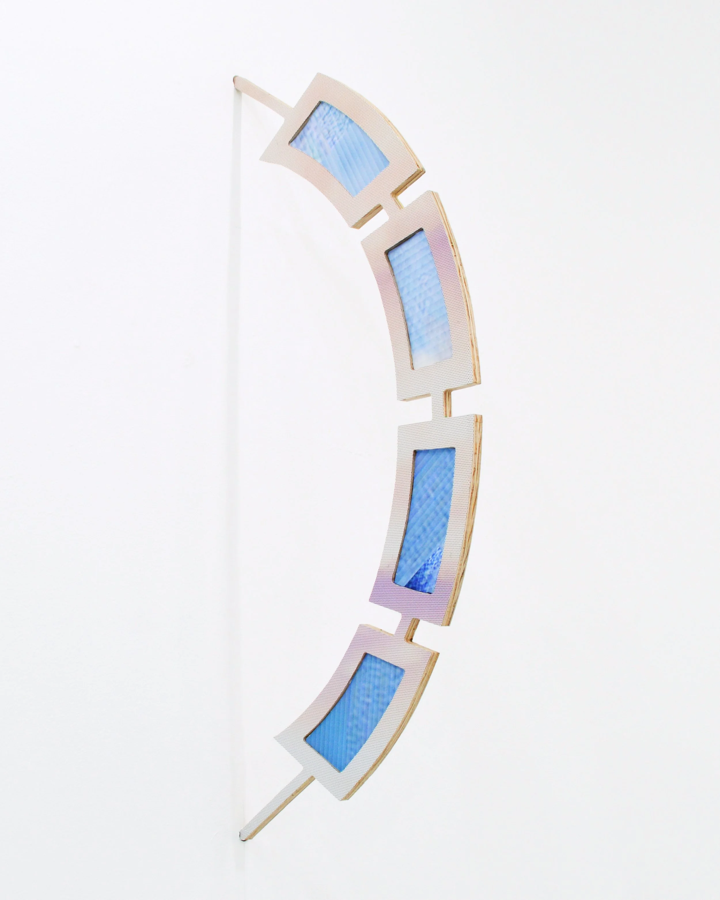  Crescent, 2024 UV curable ink on plywood, archival pigment prints 28 x 18 x 1 inches 