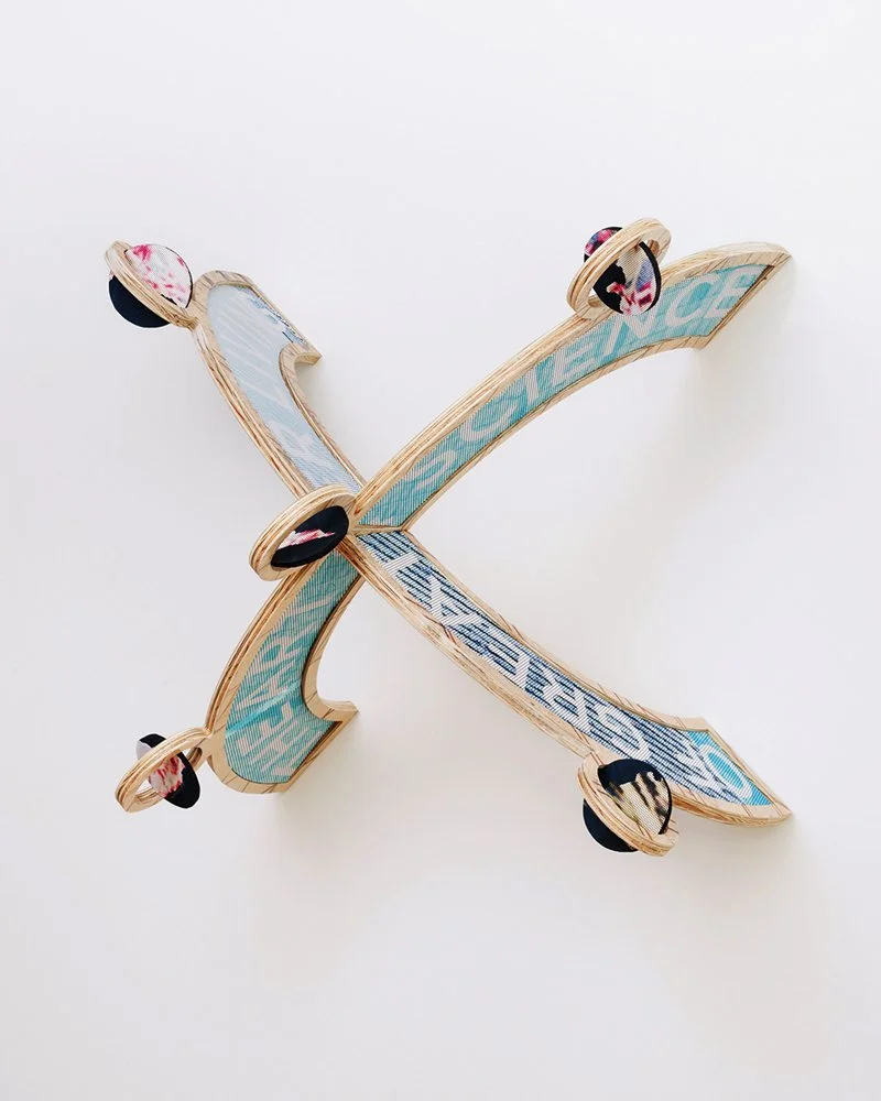  The Art &amp; Science of Greater Living, 2025 UV curable ink on plywood, vinyl, pigment prints 24 x 19 x 24 inches 