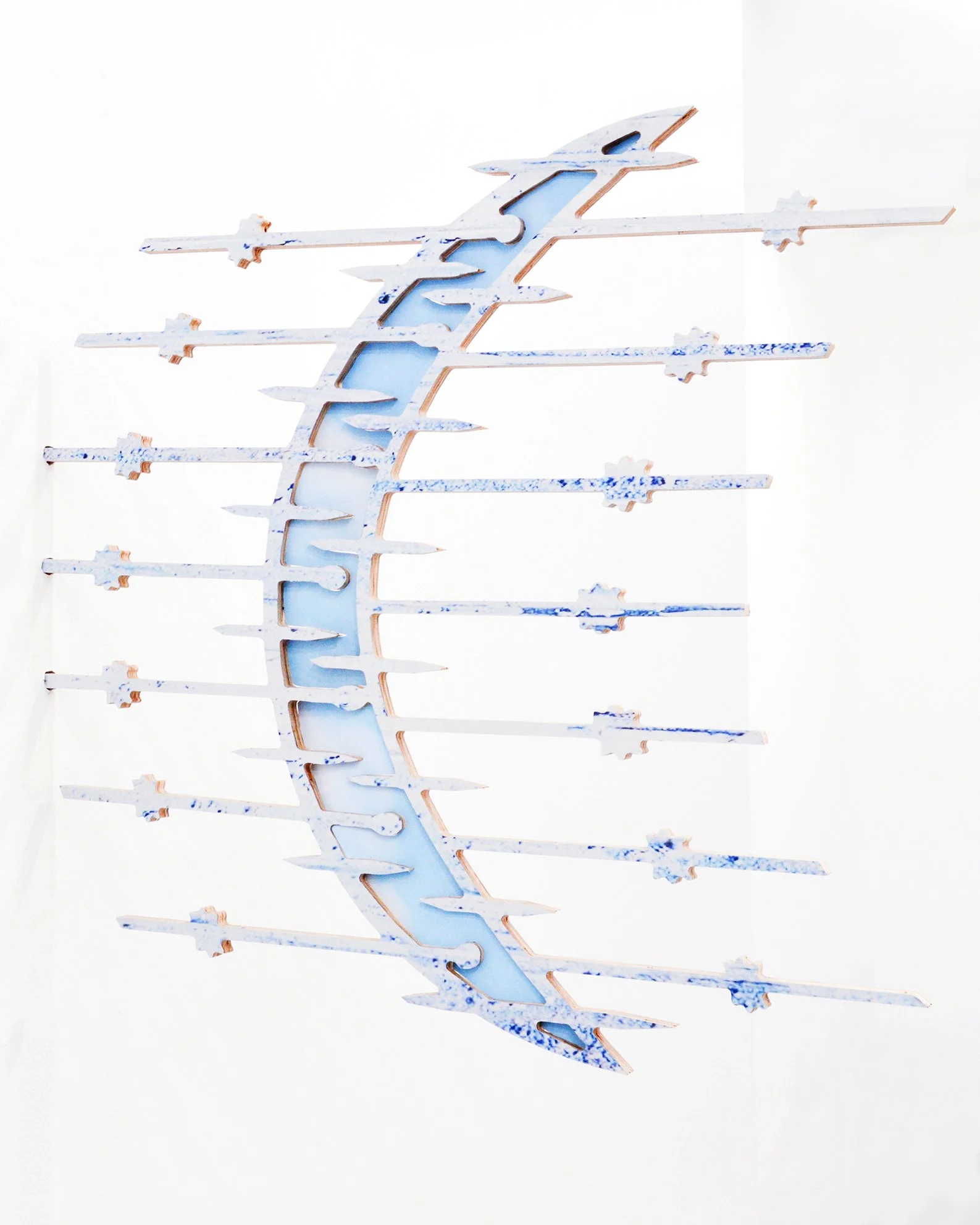  Pierced, 2024 UV curable ink on plywood, archival pigment prints 24 x 1 x 23 inches 