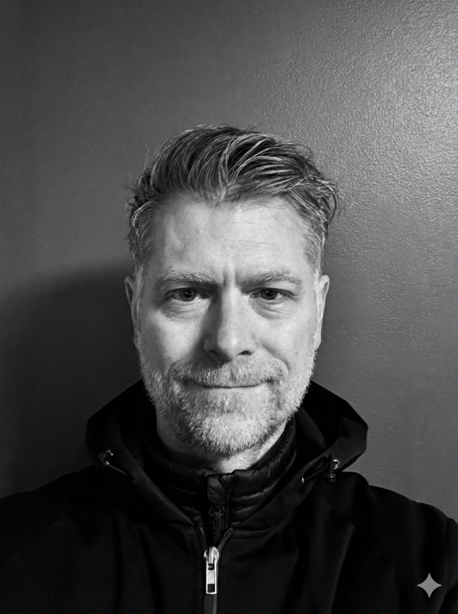 Black and white photo of Eric Dunlap