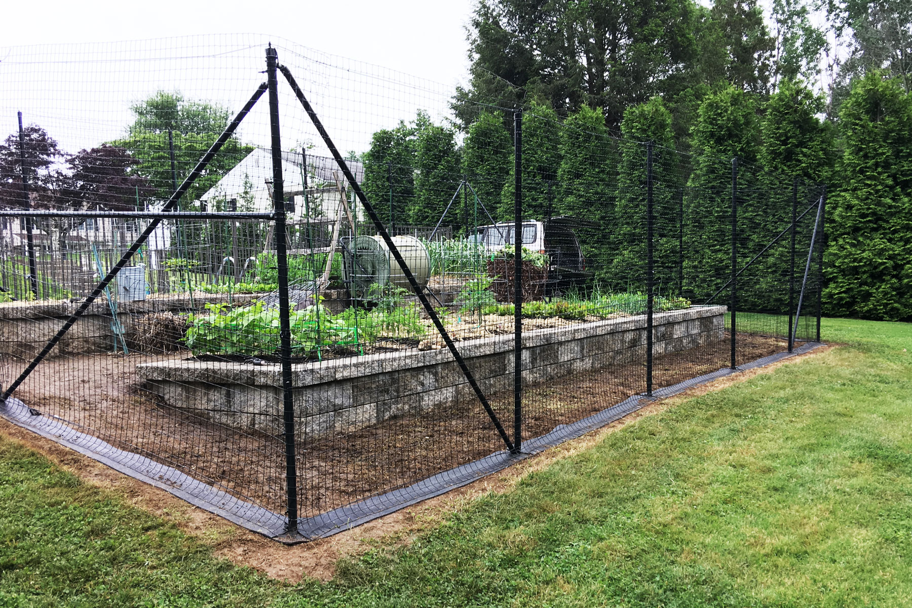 garden fence with weed block