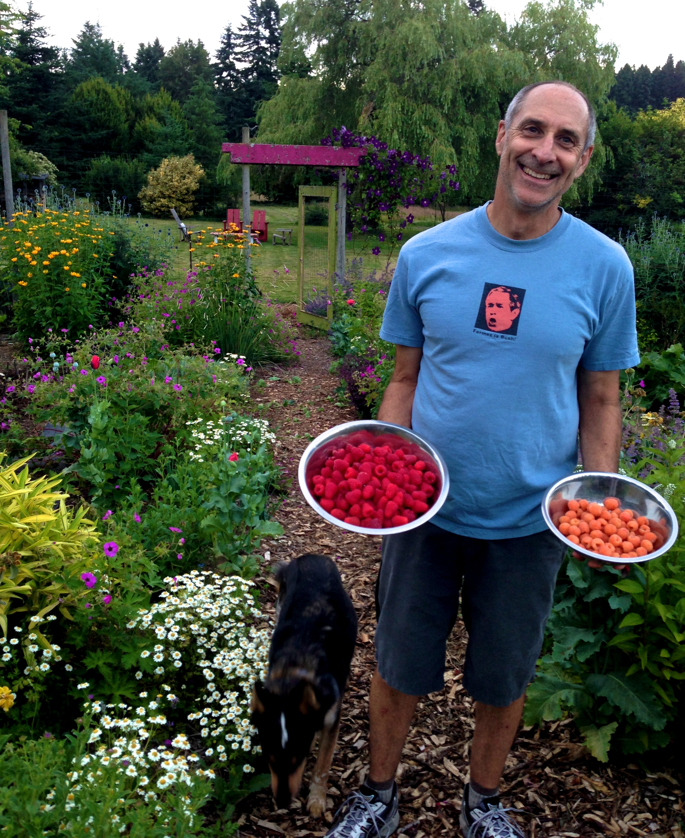 Howard at home on the farm with Auggie