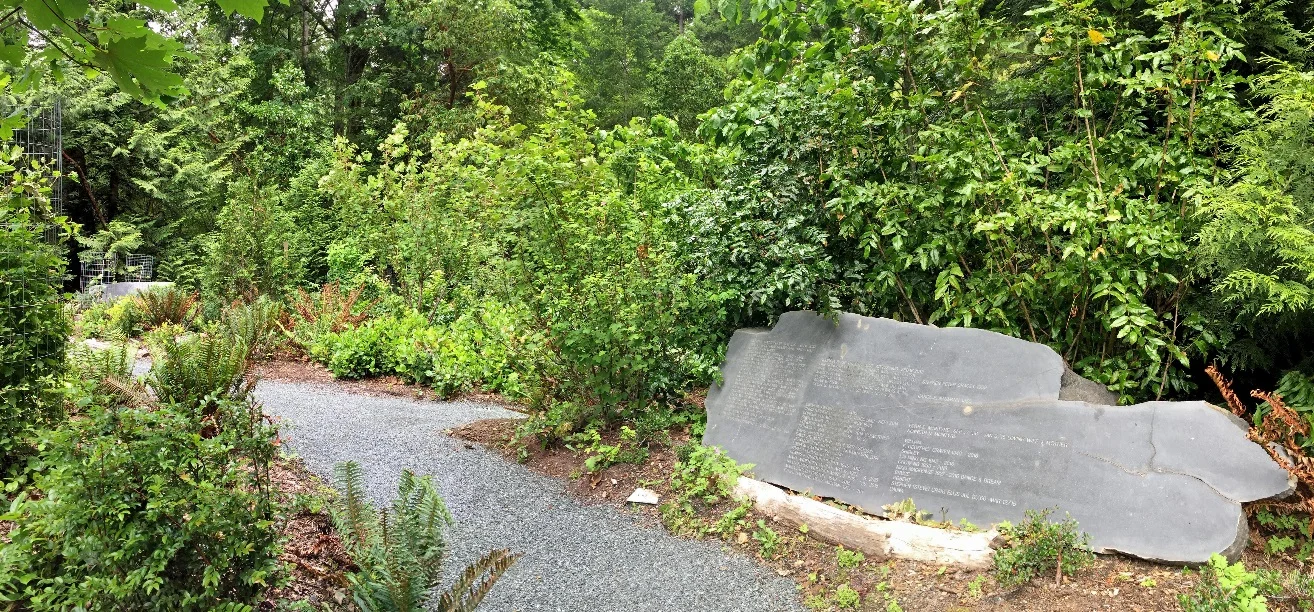 Green burial area with communal headstone Vancouver Island, BC Photo: LEES+Associates