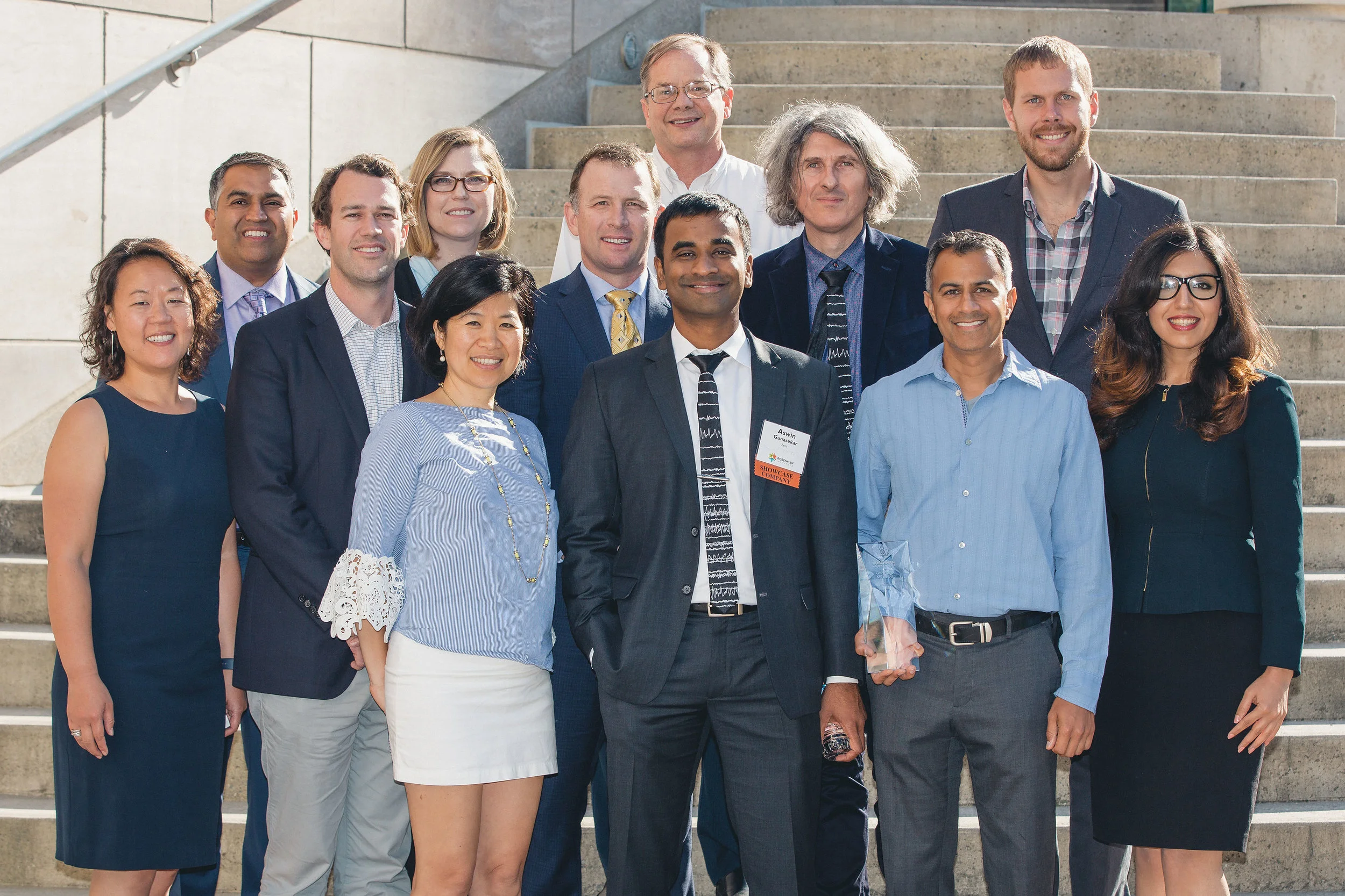 (L-R)Top: Jeffrey Roe, DeviceFarm; Andrew Bartynski, AesculaTech. Middle: Neil Ray, Raydiant Oximetry; Colin Carpenter, Siris Medical; Nicole Hlava, Raydiant Oximetry; Jamie Haggard, Green Sun Medical; Zoltan Nadasdy, Zeto. Bottom: Catherine Liao, Blumio; Christine Winoto, Rosenman Institute/QB3; Aswin Gunasekar, Zeto; Saheel Sutaria, Gravitas Medical; Niki Bayat, AesculaTech. Missing from photo: Rory Murphy, Intelligent Implants; Nick Damiano, Zenflow