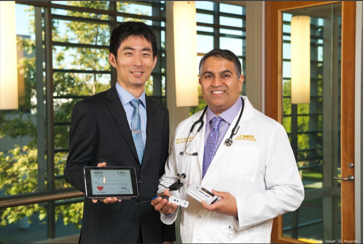 Terry Han and Dr. Neil Ray have raised over $1 million since being selected as a 2017 Rosenman Innovator and winning a startup business competition at UC Davis last year. T.J. USHING/UC DAVIS