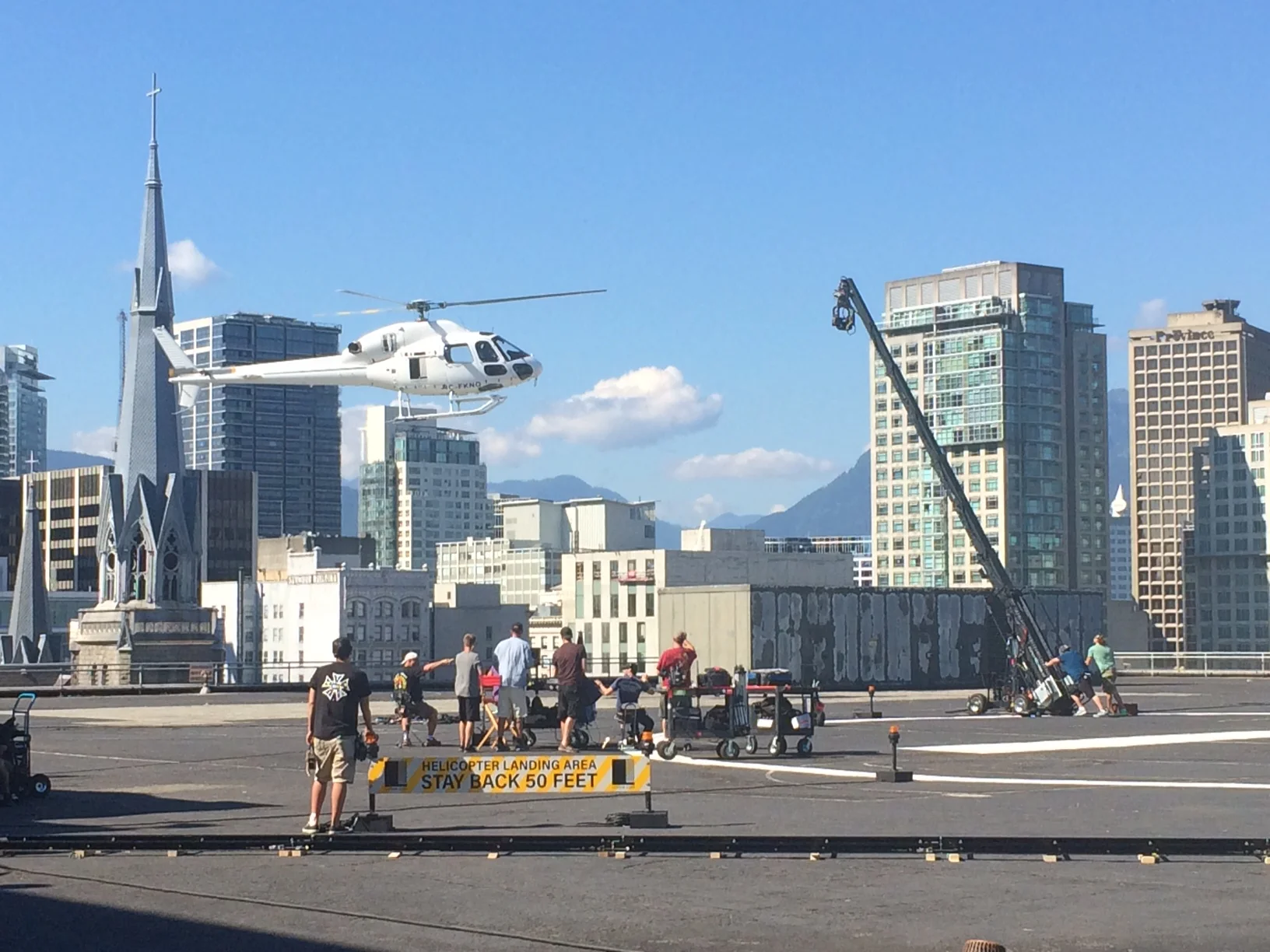 On set in Downtown Vancouver.  