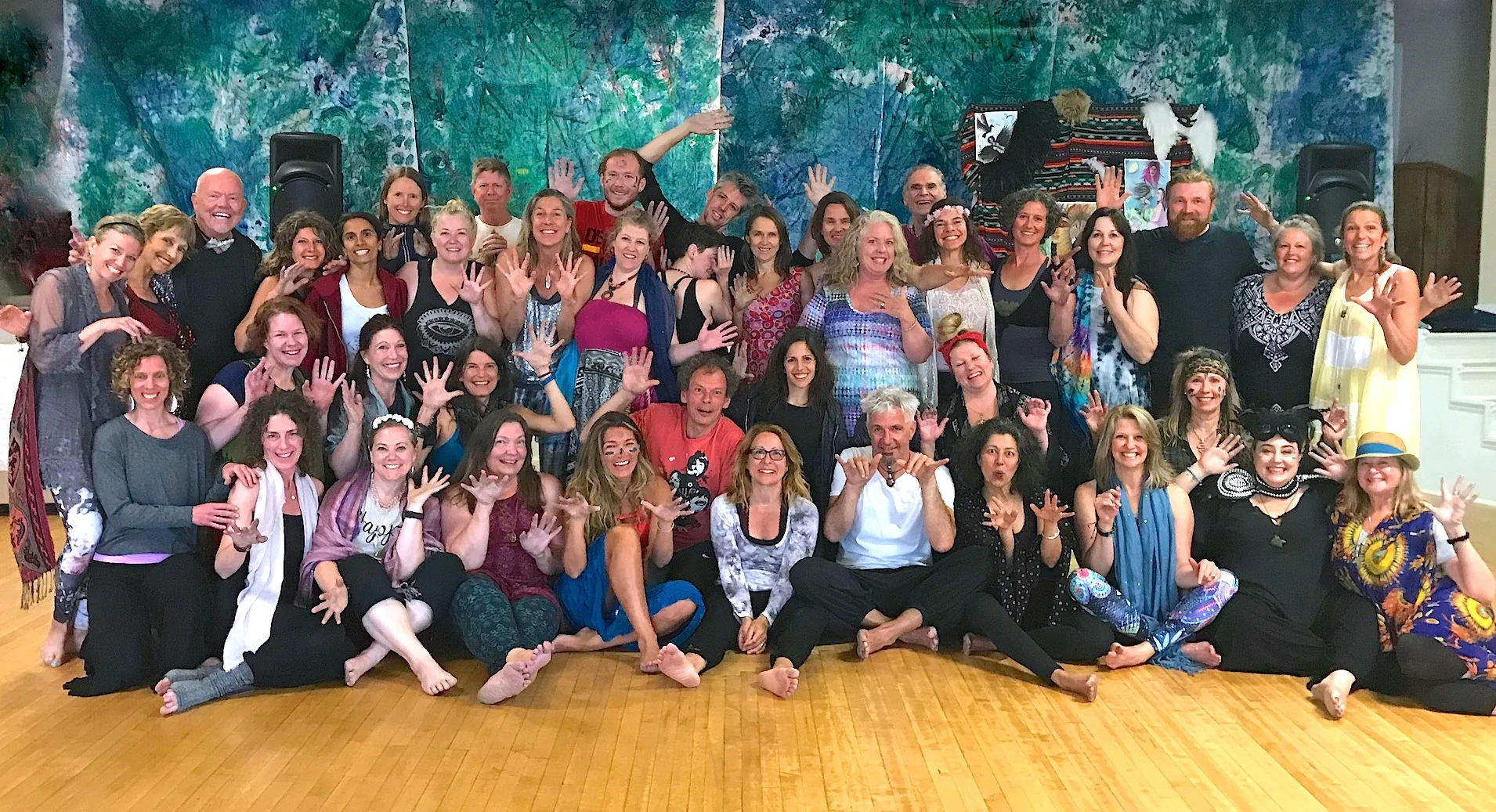 International group of dancing souls