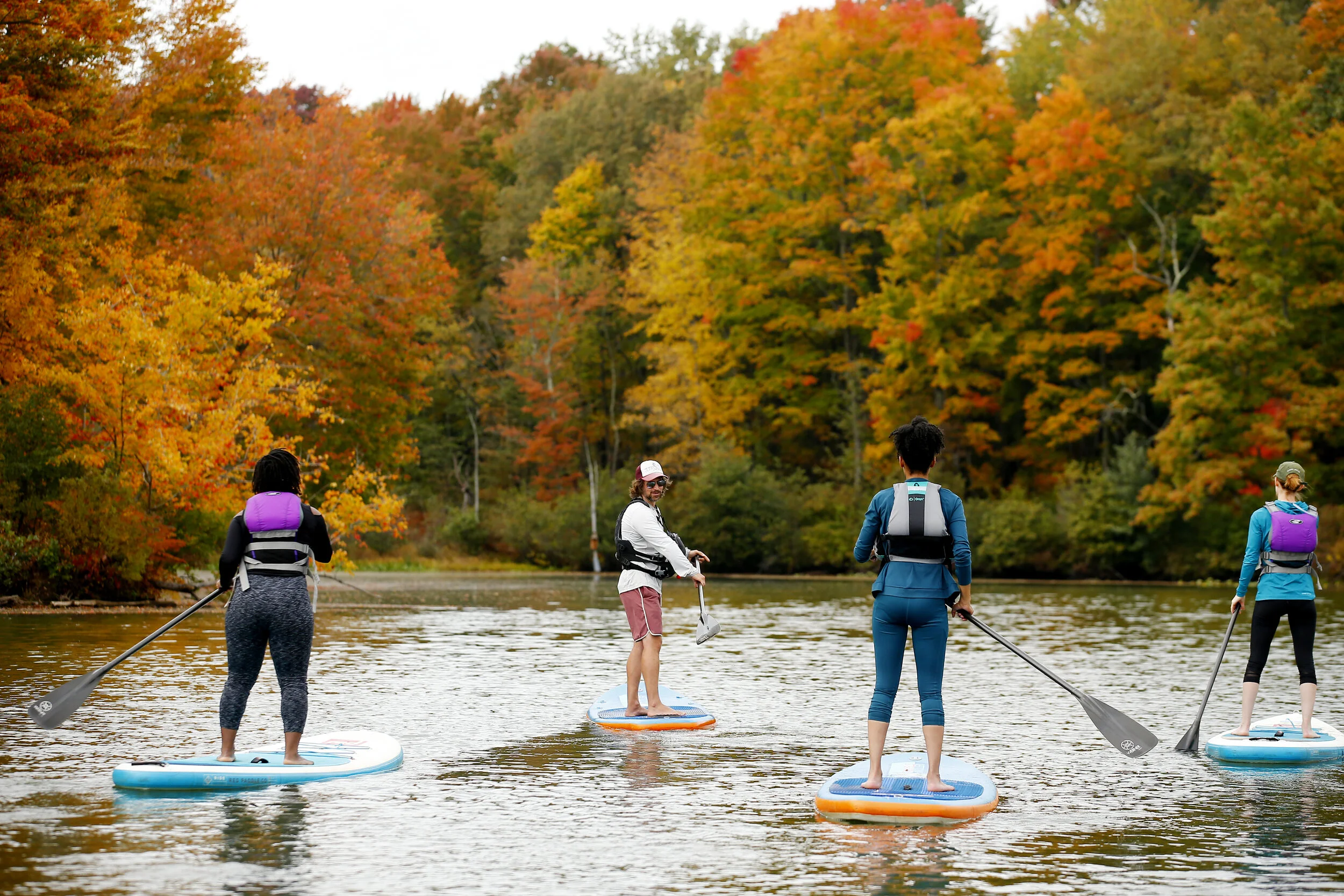 Ian leads a fall foliage eco tour and SUP lesson.  Photo: Jared Wickerham
