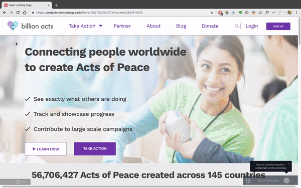 Clickable prototype built with Invision