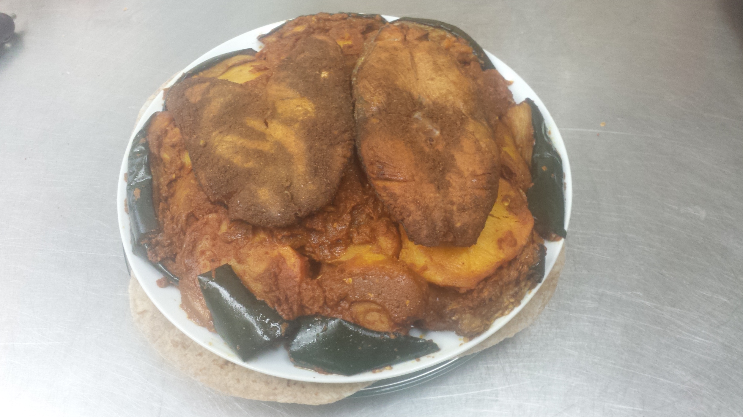 Masala Fish(2 Pcs), Potatoes and Rotli 1