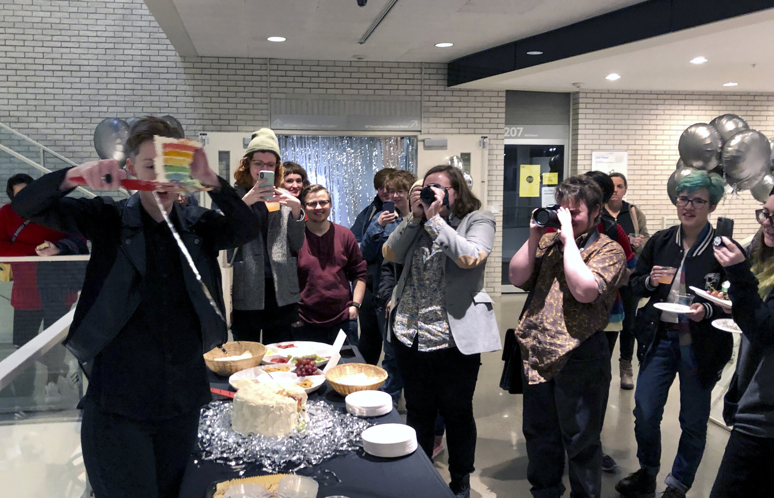 Gender fluid cake cutting at the Minneapolis College of Art and Design