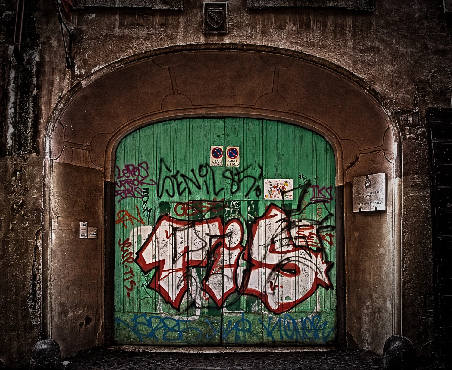 Timeworn entrance to elementary school